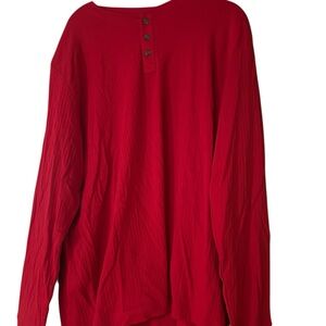 Lands End Size Large Red Button-Up Long Sleeve Henley Top